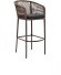 Марсель стул барный плетеный из роупа, каркас из стали коричневый (RAL8016) муар, роуп коричневый круглый, ткань темно-серая