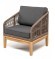Канны кресло плетеное из роупа, основание дуб, роуп коричневый круглый, ткань Savana Grafit