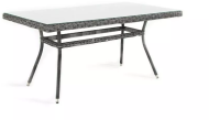 Стол обеденный серии ЛАТТЕ темно-серый 160х90 из искусственного ротанга
