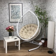 Подвесное кресло LARGO-XL белое из искусственного ротанга