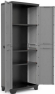 Шкаф 2-х дверный узкий STILO TALL CABINET (Стило) серого цвета из пластика