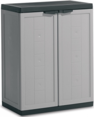 Шкаф 2-х дверный узкий JOLLY BASE CABINET (Джоли) серого цвета из пластика