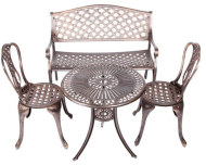 Обеденная группа серии ROMANCE (Романс-Жасмин) на 4 персоны со столом D63 бронзового цвета из литого алюминия