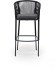 Марсель стул барный плетеный из роупа, каркас из стали серый (RAL7022), роуп темно-серый круглый, ткань темно-серая